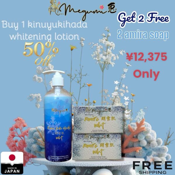 1 Kinu Yuki Hada Lotion/2 Amira Soap